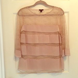 NWOT Ann Taylor Beige See Through Lace Top (MP)